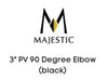 Majestic Chimney Venting Majestic 3" PV 90 Degree Elbow (black)
