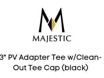 Majestic Chimney Venting Majestic 3" PV Adapter Tee w/Clean-Out Tee Cap (black)