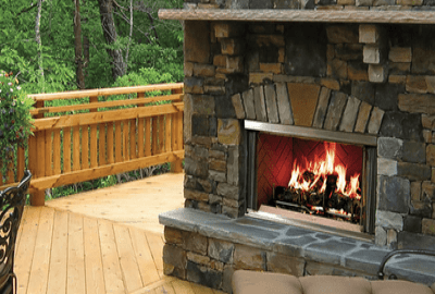Majestic Majestic 42 Inch Montana Outdoor Wood Burning Fireplace with Herringbone Refractory Panel